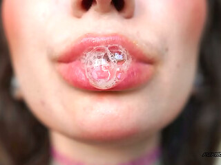 Sweet mouth game juicy lips and sticky saliva