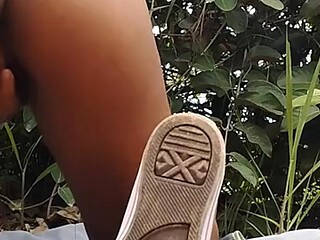 Skinny Brazilian ebony gets fucked in the woods