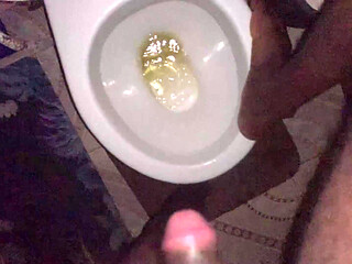 Pissing in Toilet Desperate Male