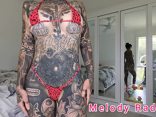 Red and Black Micro Bikini Try on Haul with Big Tits Melody Radford