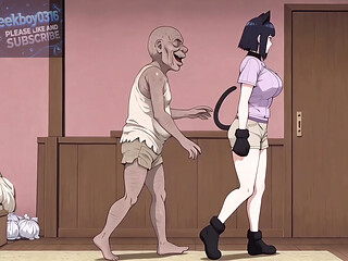 A Hot Ninja Girl Sneaks into a Cat Club and ends up trying to conceive with a perverted old man - hentai ai video
