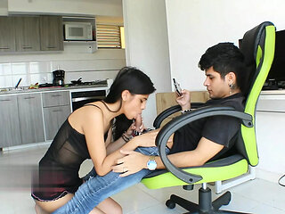 Beautiful brunette Indian sucking my cock until she gets the most out of it - Porn in English