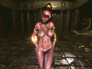 Unlucky buxom Lara Croft captured by natives and compelled into sexual service
