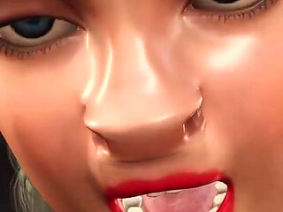 Four breasts and an udder! Farmer plays with a sexy young woman in cowshed