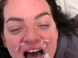 Blond slut fucks and sucks big cock to get a facial cumshot