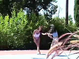 Outdoor lesbian tennis player romance leads to stunning debauchery