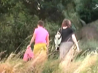 Thick Redhead Granny Gets Cum on Her Big Tits Outdoor