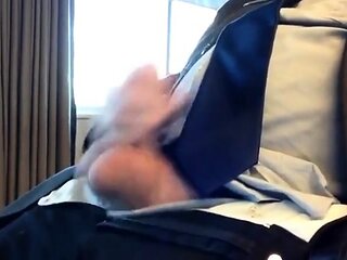 Suited Silver Fox Jerks Off Solo