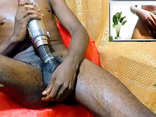 Enjoying fuck with water bottle while watching porn movie, The way I enjoyed it was like I was fucking real hot pussy!