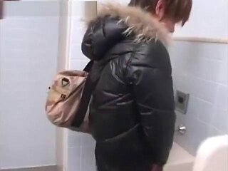 Seduced Shinji in restroom