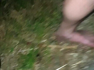 Naked Road walk at Night.. I Play with a Sex Toy in Public