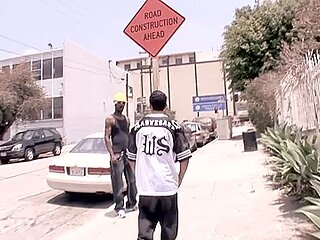 Latin guy gets bent over and fucked in his ass by black stud