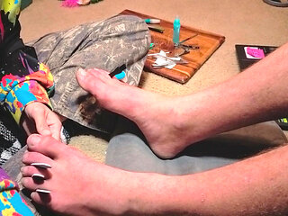 Melody Gives Her Master a Pedicure