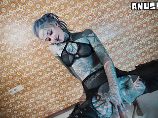 High Heeled Anal Tease Tattooed Pornstar