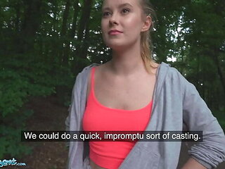 Public Agent Casey Gets Fucked Hard in Tight Leggings - POV Blowjob & Cumshot