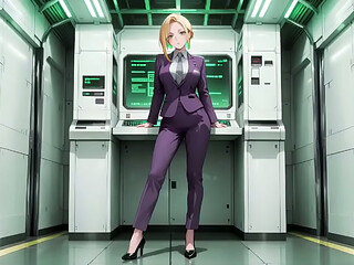 Blonde Boss in Purple Suit! Office &amp_ Train Private Moments. She'_s multitasking with files while secretly adjusting her skirt... That gaze is deadly!