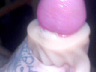 Pocket pussy makes hard thick cock cum