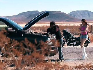 TRANS ANGELS - Emma Rose Is Left Stranded In The Desert When A Handsome Guy With A Big Cock Comes To Her Rescue