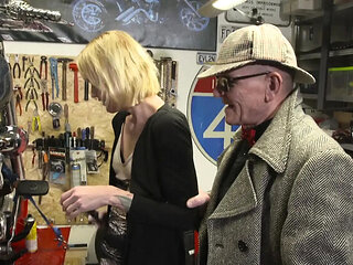 Sexy Blonde Sina Longleg Hard Fuck on Floor with Tattoos