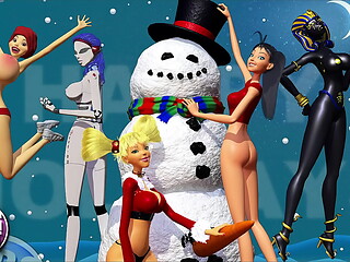 3DGSPOT - XXXmas Bimbo Dancers Shake Their Big Tits! 3D ANIMATION!