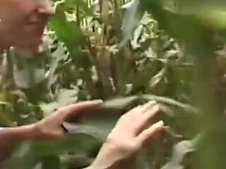 Big boobs babe sent to forest naked