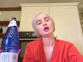 Stepma Sucking on a Bottle - Neck Fetish, Throat Fetish