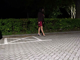 My Red Dress and Glossy Tights Are Getting Peed on