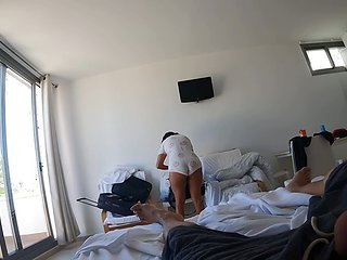 I Spy on My Busty Friend in Pajamas and It Ends in POV Cuban Blowjob