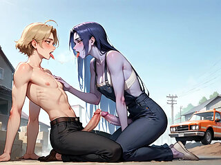 Fiery Femboy Fucks Squirting Bikini Babe in Industrial Street Sex - Unrivaled XXX Porn!