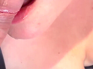 Intense Amateur Cock Sucking Close up View - Cum on Tits End