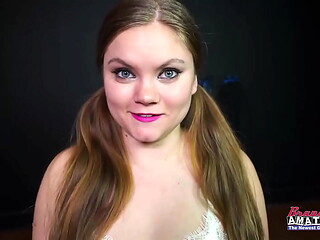 Cute Brunette Lauren Sucks A Hard Cock And Get Her Pussy Fucked And Jizzed!