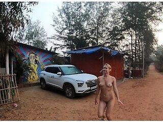 Nude Girl Walking Around The Campsite