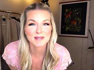 Sexy blonde milf goes solo with a red dildo