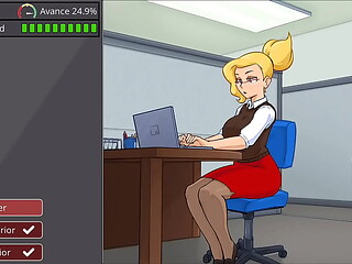 Oficinista cachonda se folla a todos sus compa&ntilde_eros en la oficina durante el trabajo.
