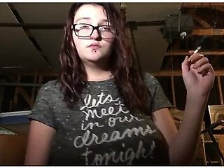 Hot Teen Babe Smokin In Garage