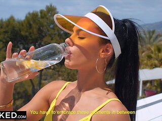 Sexy brunette beauty enjoys her wild outdoor BBC pounding and moans like a slut