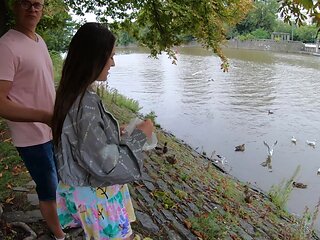 Bald guy fucks hot teen Serina Gomez and her boyfriend in steamy scene