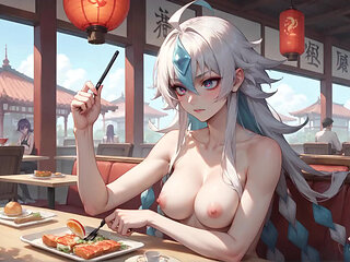 Sunlit Sip & Secret Thoughts: Solo Elf's Caf Intimacy