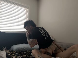 Tatted butch Lior Dandy goes wild, pounding my babe's pussy and making that ass jiggle
