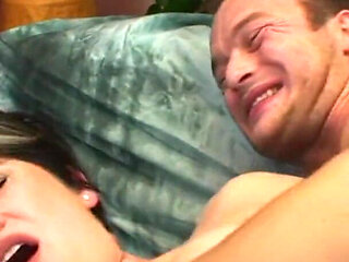 Pierced brunette loves his cum on her face