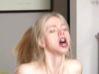 skinny teen gets banged by her boyfriend in flexible sex positions the whole thing ends with a creampie between her big labia