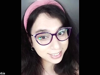cute tgirl DaniTheCutie tries holding in a dildo but it falls off too quickly