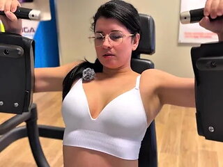 Nerd Girl with Glasses gets Excited in the Gym and Fucks Her Gym Crush