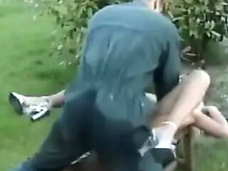 Blonde Double Penetration Retro: 2 in 1 Anal Threesome Outdoor