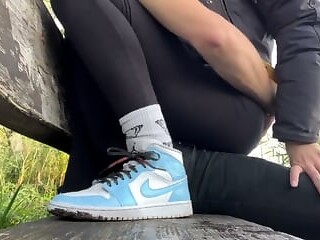 Risks of Public Park POV - Blonde Masturbates In Tight Leggings