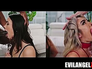 Four MILFs share a steamy load in a hardcore group scene
