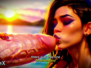 (4K) AI 3D Animated Porn - Latina Baddie Worships Big White Cock (Interracial ASMR) - AI Visuals X