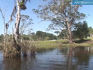 Hot boy gets ass pumped by a huge black cock while on picnic