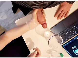 Sperm Bank Nurse Milking A Cock Professionally For A Donation, Latex Glove Handjob Cumshot