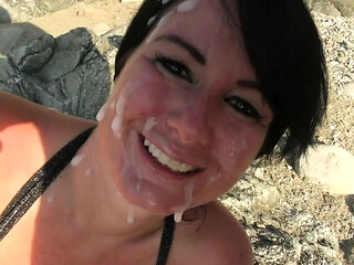 Alexandra Wett Takes XXL Mega Cumshots All Over Her Face - Blowjob & Facial Compilation